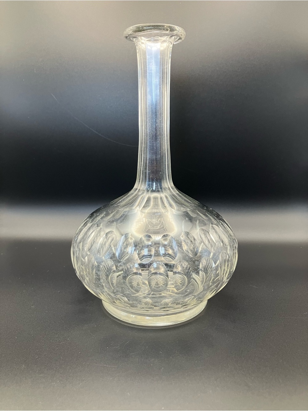Antique Clear Textured Cut Glass Decanter